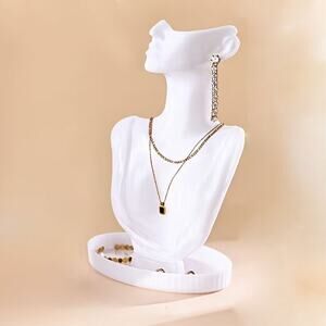 LARGE Female Mannequin Jewelry Necklace & Earring Holder Display Bust - White